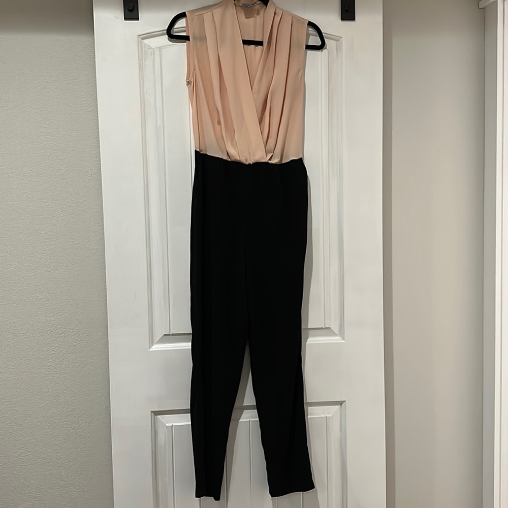 ASOS Nude and Black Contrast Tailored Wrap Front Jumpsuit